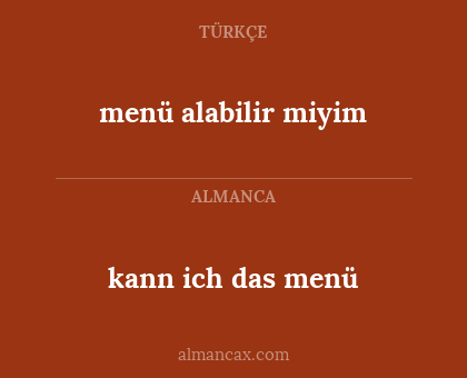 kann ich das menü - menü alabilir miyim