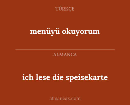 ich lese die speisekarte - menüyü okuyorum
