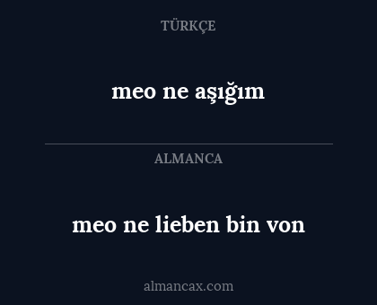 meo ne aşığım - meo ne lieben bin von