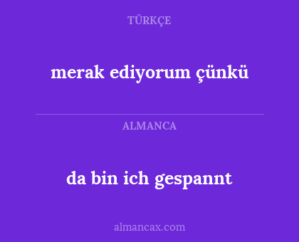 merak ediyorum çünkü - da bin ich gespannt