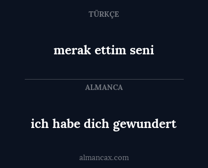 ich habe dich gewundert - merak ettim seni