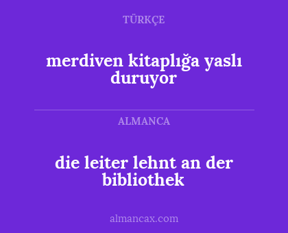 merdiven kitaplığa yaslı duruyor - die leiter lehnt an der bibliothek