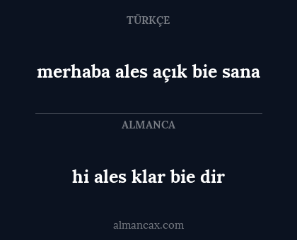 hi ales klar bie dir - merhaba ales açık bie sana