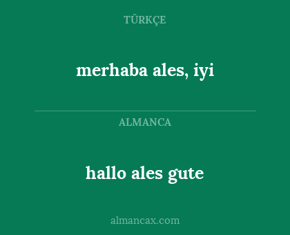 hallo ales gute - merhaba ales, iyi