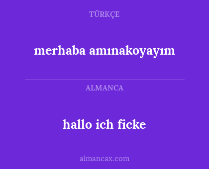 hallo ich ficke - merhaba amınakoyayım