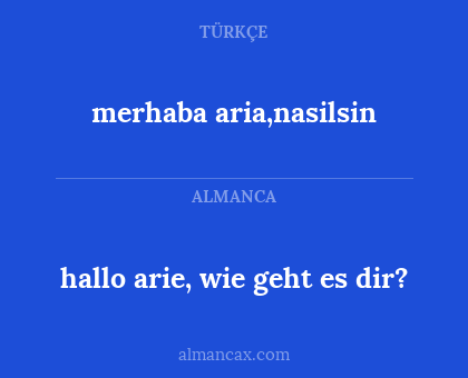 merhaba aria,nasilsin - hallo arie, wie geht es dir?