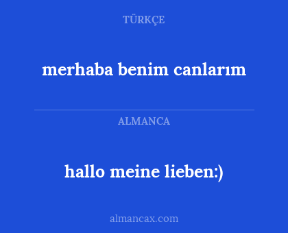 hallo meine lieben:) - merhaba benim canlarım