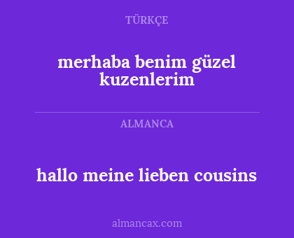 hallo meine lieben cousins - merhaba benim güzel kuzenlerim