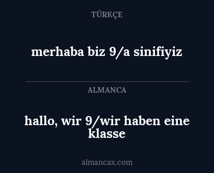 hallo, wir 9/wir haben eine klasse - merhaba biz 9/a sinifiyiz