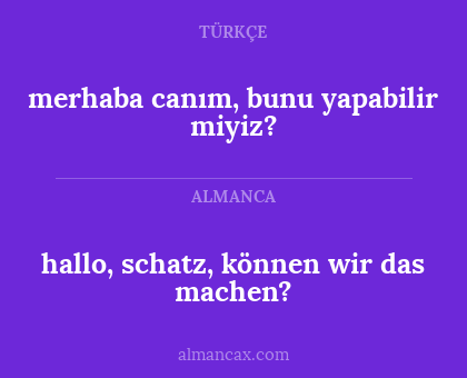 hallo, schatz, können wir das machen? - merhaba canım, bunu yapabilir miyiz?