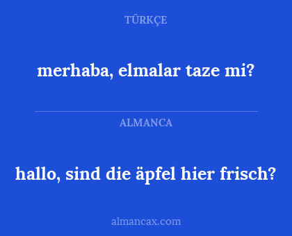 merhaba, elmalar taze mi? - hallo, sind die äpfel hier frisch?