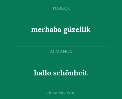 hallo schönheit - merhaba güzellik