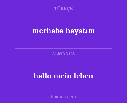 hallo mein leben - merhaba hayatım