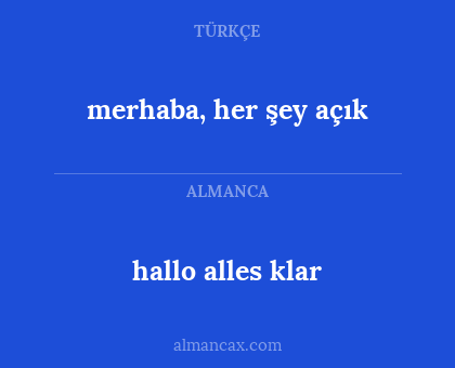 hallo alles klar - merhaba, her şey açık