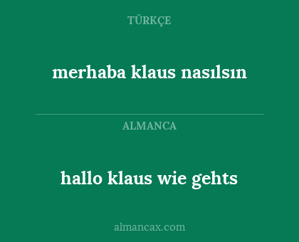 merhaba klaus nasılsın - hallo klaus wie gehts