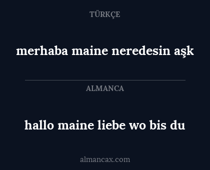 merhaba maine neredesin aşk - hallo maine liebe wo bis du