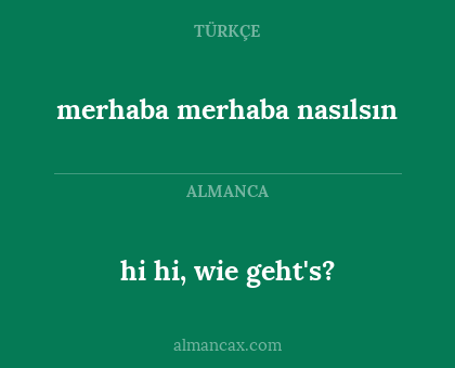 merhaba merhaba nasılsın - hi hi, wie geht's?