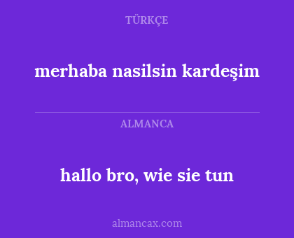 merhaba nasilsin kardeşim - hallo bro, wie sie tun