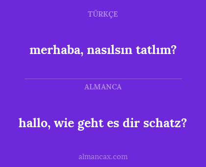 hallo, wie geht es dir schatz? - merhaba, nasılsın tatlım?