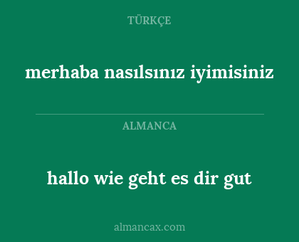 hallo wie geht es dir gut - merhaba nasılsınız iyimisiniz