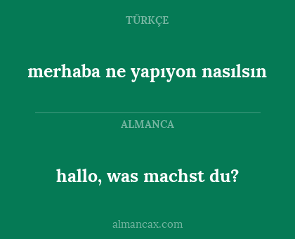hallo, was machst du? - merhaba ne yapıyon nasılsın