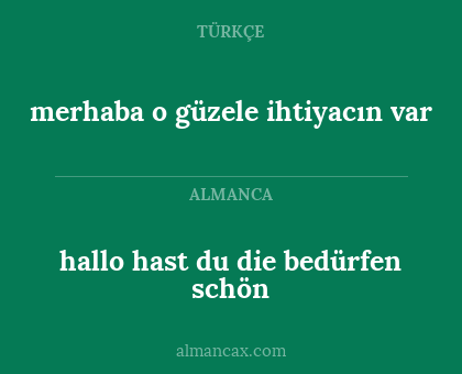 hallo hast du die bedürfen schön - merhaba o güzele ihtiyacın var