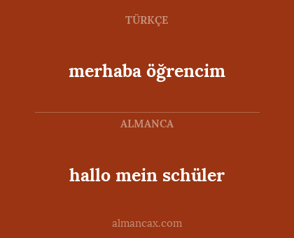 hallo mein schüler - merhaba öğrencim