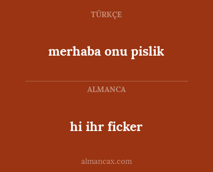 hi ihr ficker - merhaba onu pislik