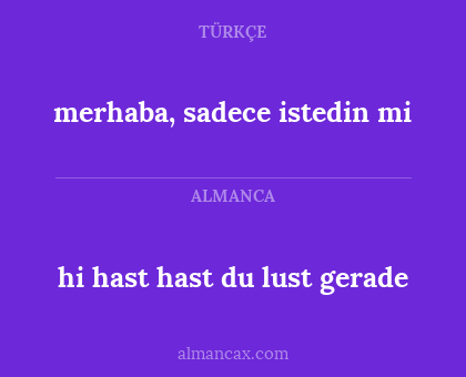 hi hast hast du lust gerade - merhaba, sadece istedin mi