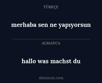 merhaba sen ne yapıyorsun - hallo was machst du