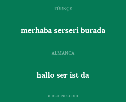 merhaba serseri burada - hallo ser ist da