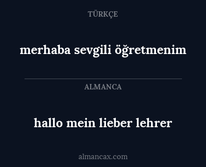 hallo mein lieber lehrer - merhaba sevgili öğretmenim