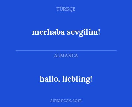 merhaba sevgilim! - hallo, liebling!