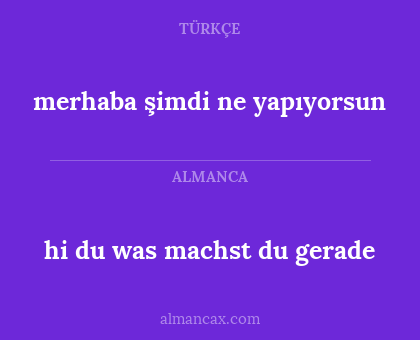 merhaba şimdi ne yapıyorsun - hi du was machst du gerade