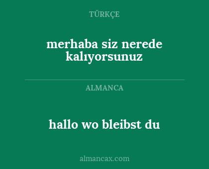 hallo wo bleibst du - merhaba siz nerede kalıyorsunuz