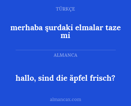 merhaba şurdaki elmalar taze mi - hallo, sind die äpfel frisch?