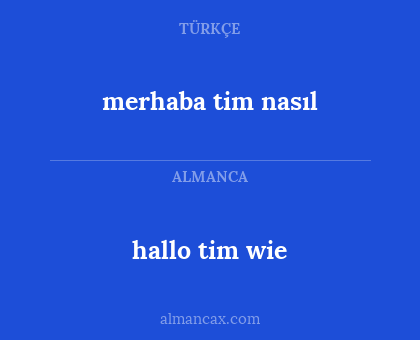 merhaba tim nasıl - hallo tim wie