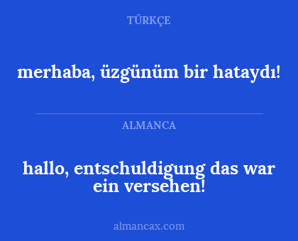 hallo, entschuldigung das war ein versehen! - merhaba, üzgünüm bir hataydı!