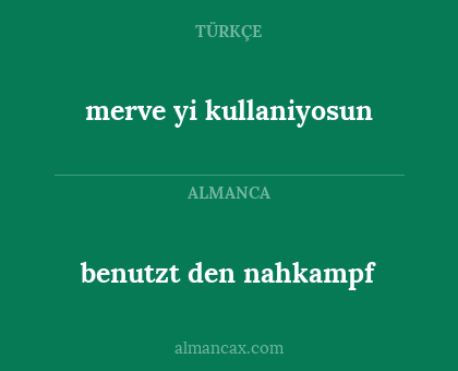 benutzt den nahkampf - merve yi kullaniyosun