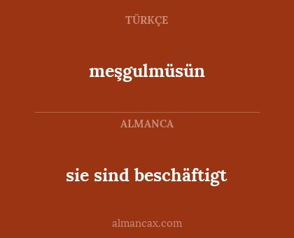 sie sind beschäftigt - meşgulmüsün