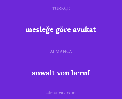 mesleğe göre avukat - anwalt von beruf