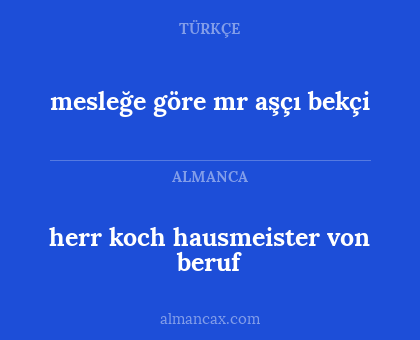 mesleğe göre mr aşçı bekçi - herr koch hausmeister von beruf