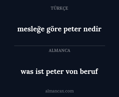 was ist peter von beruf - mesleğe göre peter nedir