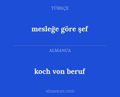mesleğe göre şef - koch von beruf