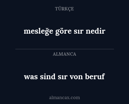mesleğe göre sır nedir - was sind sır von beruf
