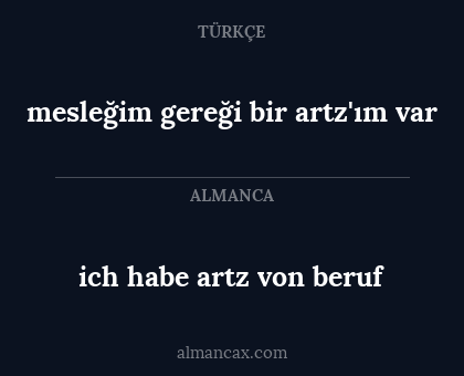 ich habe artz von beruf - mesleğim gereği bir artz'ım var