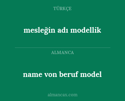 mesleğin adı modellik - name von beruf model
