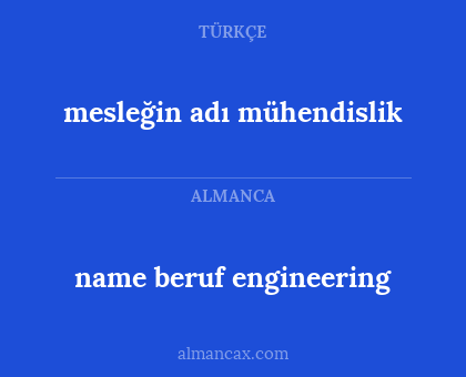 mesleğin adı mühendislik - name beruf engineering
