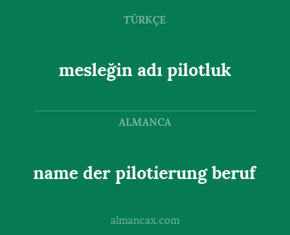 mesleğin adı pilotluk - name der pilotierung beruf