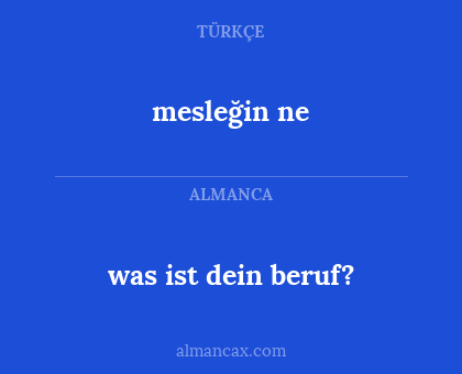 mesleğin ne - was ist dein beruf?